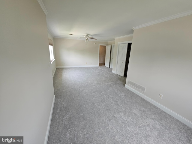 204 Turtle Cv Unit 116, Laurel, DE 19956 - unfurnished room with a ceiling fan, crown molding, baseboards, and carpet flooring