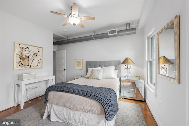 1508 R St NW Unit 2, Washington, DC 20009 - bedroom featuring wood finished floors, a ceiling fan, and baseboards