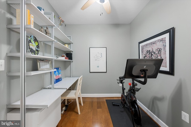 1508 R St NW Unit 2, Washington, DC 20009 - office space with ceiling fan, wood finished floors, and baseboards
