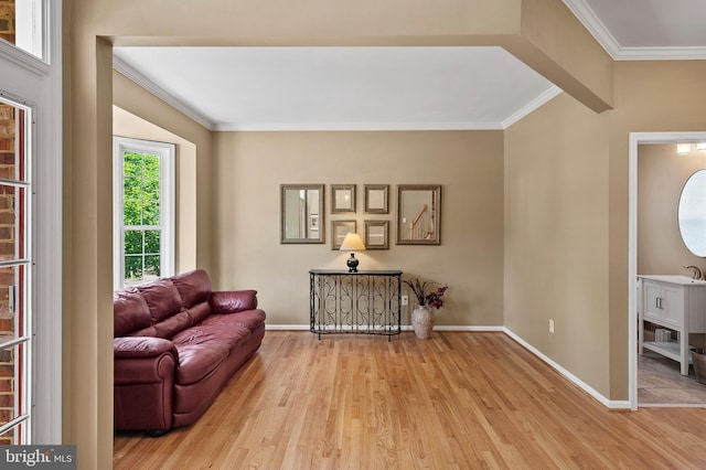 10604 Sourwood Ct, Laurel, MD 20723 - living area with light wood-type flooring and ornamental molding