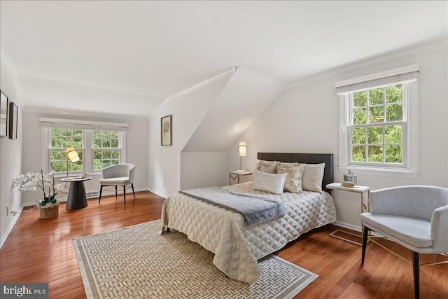 33 Duffield Pl, Princeton, NJ 08540 - bedroom featuring wood finished floors, crown molding, lofted ceiling, and baseboards