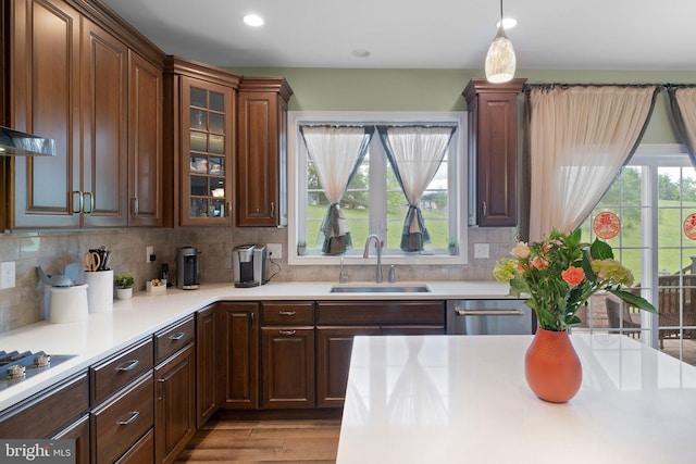 213 Athena Ct, Wilmington, DE 19808 - kitchen with a sink, wood finished floors, light countertops, stainless steel appliances, and recessed lighting