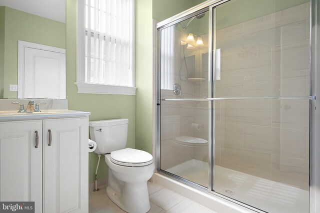 213 Athena Ct, Wilmington, DE 19808 - full bathroom featuring toilet, a shower stall, vanity, and healthy amount of natural light