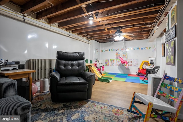 625 Lindley Rd, Glenside, PA 19038 - playroom with ceiling fan and wood finished floors