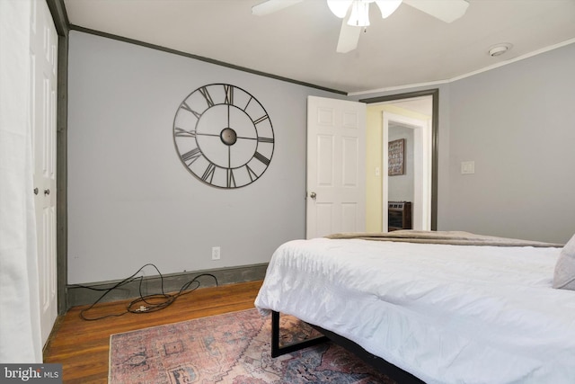 1768 Glen Cove Rd, Darlington, MD 21034 - bedroom featuring crown molding, wood finished floors, and a ceiling fan