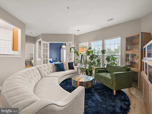5307 Wyndholme Cir Unit 302, Baltimore, MD 21229 - living room with french doors and wood finished floors