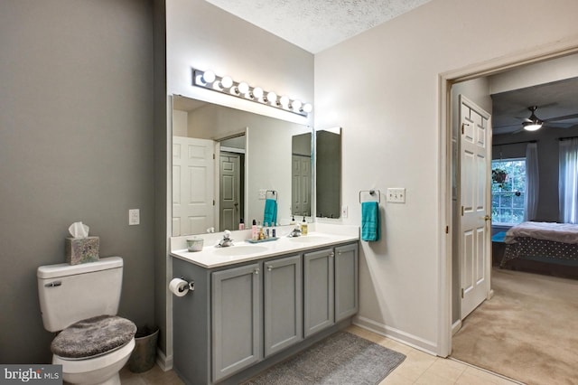 9615 Haven Farm Rd Unit 9615G, Perry Hall, MD 21128 - bathroom featuring connected bathroom, double vanity, tile patterned flooring, and a ceiling fan
