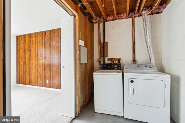 167 S Fox Rd, Sterling, VA 20164 - laundry room with independent washer and dryer and concrete block wall