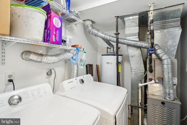 169 Woodlake Dr, Marlton, NJ 08053 - laundry room with washing machine and dryer, gas water heater, and heating unit