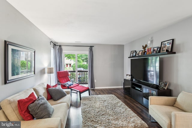 169 Woodlake Dr, Marlton, NJ 08053 - living area featuring dark wood finished floors and baseboards