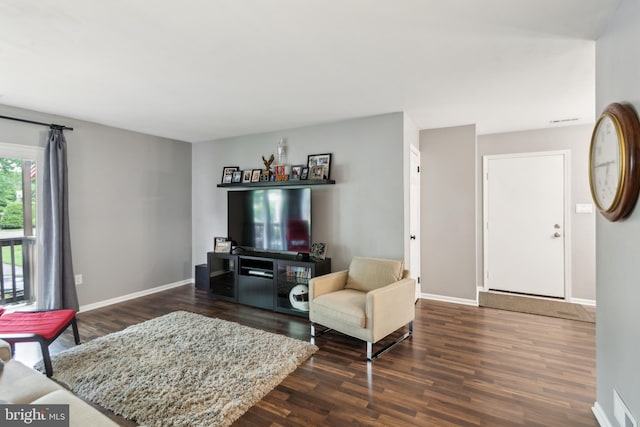 169 Woodlake Dr, Marlton, NJ 08053 - living area featuring dark wood-type flooring and baseboards