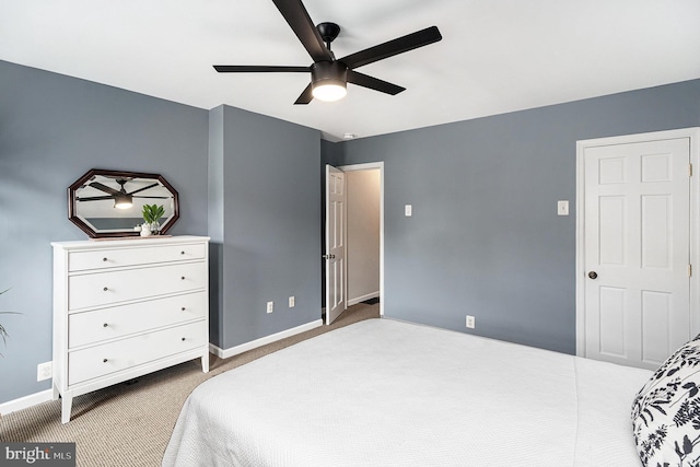 126 Ford St, Conshohocken, PA 19428 - bedroom with carpet flooring, baseboards, and a ceiling fan
