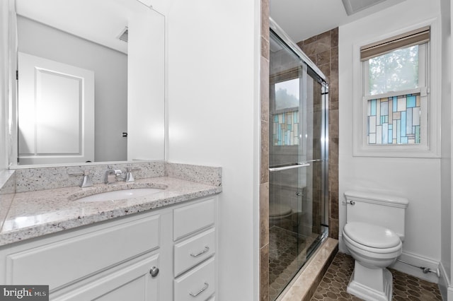 6 E Hamilton Ave, Silver Spring, MD 20901 - bathroom with vanity, toilet, a shower stall, and baseboards