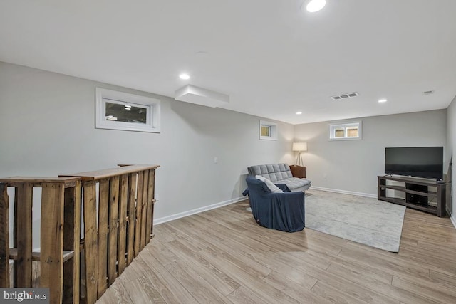 11008 Madison St, Kensington, MD 20895 - sitting room with light wood-style floors, baseboards, and recessed lighting