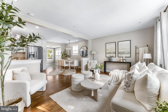 10510 Vincent Rd, White Marsh, MD 21162 - living room featuring wood finished floors and recessed lighting