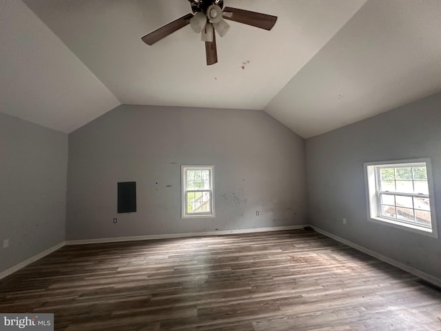 17286 Apple Tree Rd, Bridgeville, DE 19933 - additional living space with plenty of natural light, lofted ceiling, a ceiling fan, wood finished floors, and baseboards