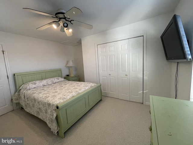 557 Launch Ave, Somers Point, NJ 08244 - bedroom featuring light carpet, a closet, and ceiling fan
