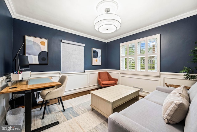 3311 Cameron Mills Rd, Alexandria, VA 22302 - home office featuring crown molding, wood finished floors, and wainscoting