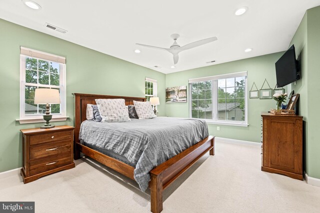 3311 Cameron Mills Rd, Alexandria, VA 22302 - bedroom featuring carpet flooring, baseboards, recessed lighting, and ceiling fan