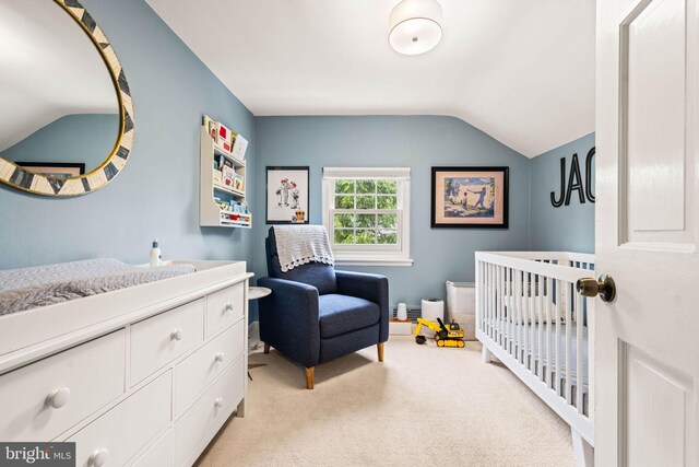 3311 Cameron Mills Rd, Alexandria, VA 22302 - bedroom featuring vaulted ceiling and light carpet