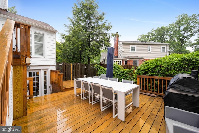 3311 Cameron Mills Rd, Alexandria, VA 22302 - wooden terrace with outdoor dining space and area for grilling