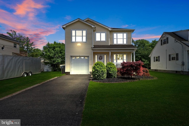 143 Oak St, Bridgewater, NJ 08807 - traditional-style house featuring an attached garage, a front yard, a porch, and driveway