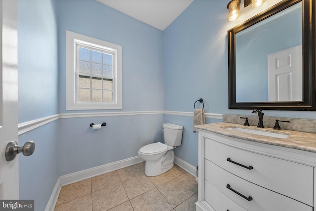 143 Oak St, Bridgewater, NJ 08807 - bathroom featuring baseboards, vanity, toilet, and tile patterned flooring