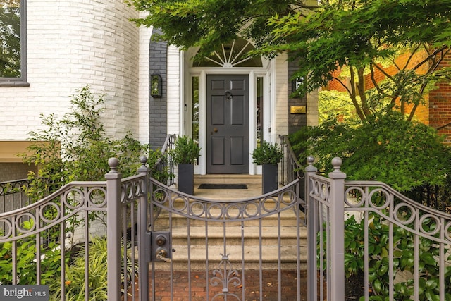 1914 35th St NW, Washington, DC 20007 - property entrance with a gate and brick siding