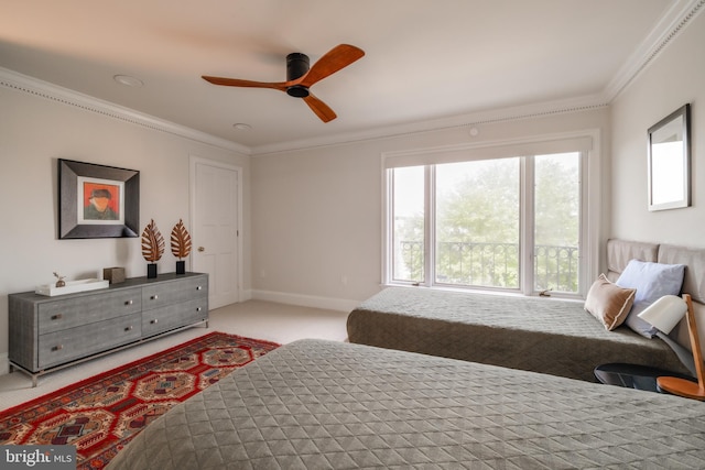 1914 35th St NW, Washington, DC 20007 - carpeted bedroom featuring ornamental molding, ceiling fan, and recessed lighting