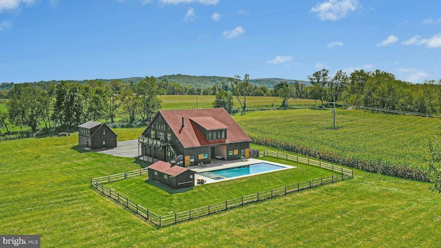 820 Spring Hill Rd, Riegelsville, PA 18077 - view of pool featuring an outdoor structure, a barn, a view of countryside, and an outdoor hangout area