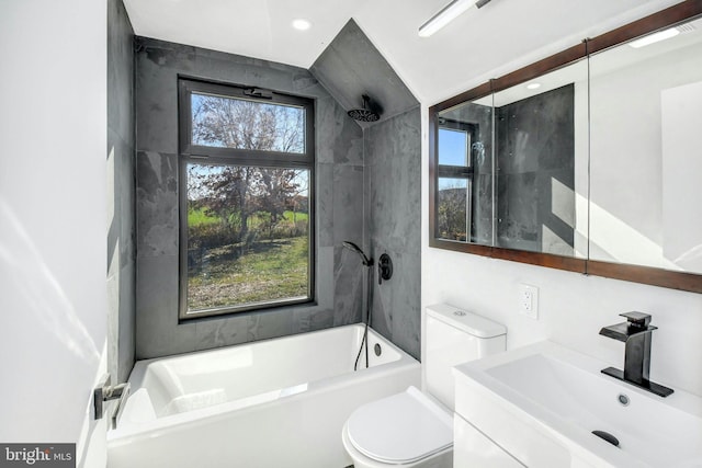 820 Spring Hill Rd, Riegelsville, PA 18077 - full bathroom featuring toilet, vanity, shower / bath combination, and recessed lighting