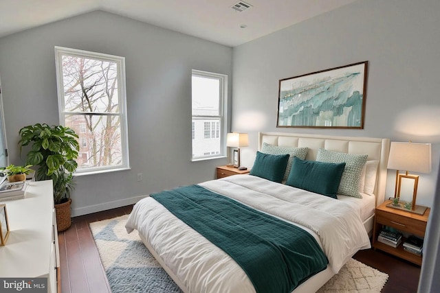 1337 N Franklin St, Philadelphia, PA 19122 - bedroom featuring multiple windows, dark wood finished floors, baseboards, and lofted ceiling