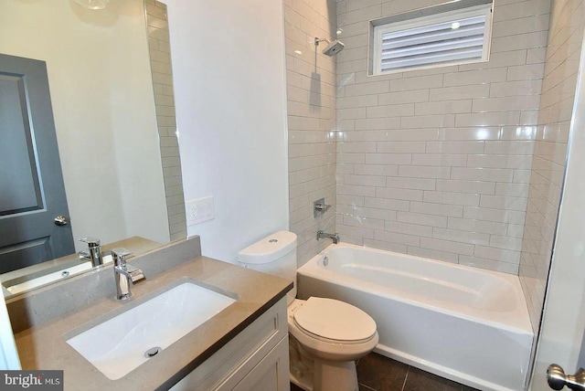 1337 N Franklin St, Philadelphia, PA 19122 - bathroom featuring toilet, shower / bathtub combination, vanity, and tile patterned floors