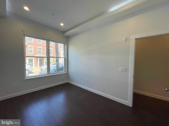 1337 N Franklin St, Philadelphia, PA 19122 - spare room with baseboards, recessed lighting, and dark wood-style flooring