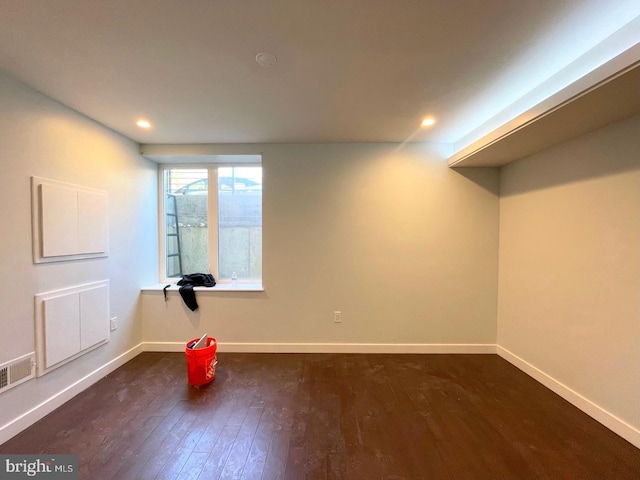 1337 N Franklin St, Philadelphia, PA 19122 - basement with dark wood-style flooring, baseboards, and recessed lighting