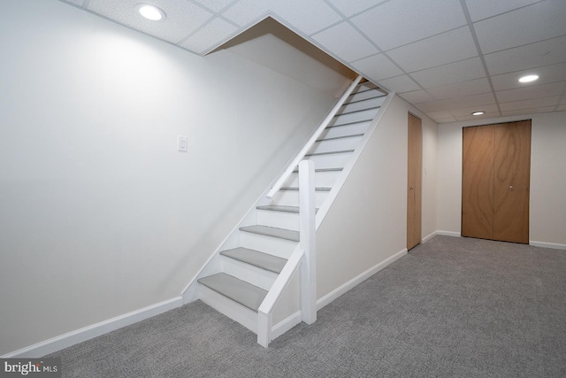 1380 Putnam Blvd Unit 4, Wallingford, PA 19086 - stairs with carpet floors, recessed lighting, a drop ceiling, and baseboards