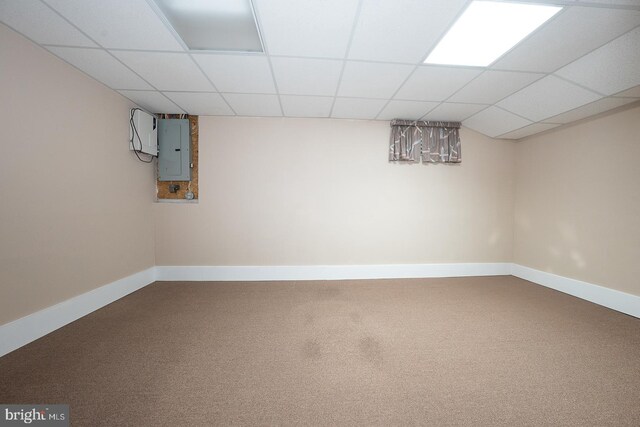 1380 Putnam Blvd Unit 4, Wallingford, PA 19086 - finished below grade area featuring electric panel, carpet, baseboards, and a drop ceiling