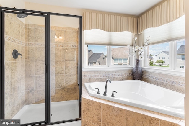 318 Windsor Rd, Mullica Hill, NJ 08062 - full bathroom with a bath, a shower stall, and plenty of natural light