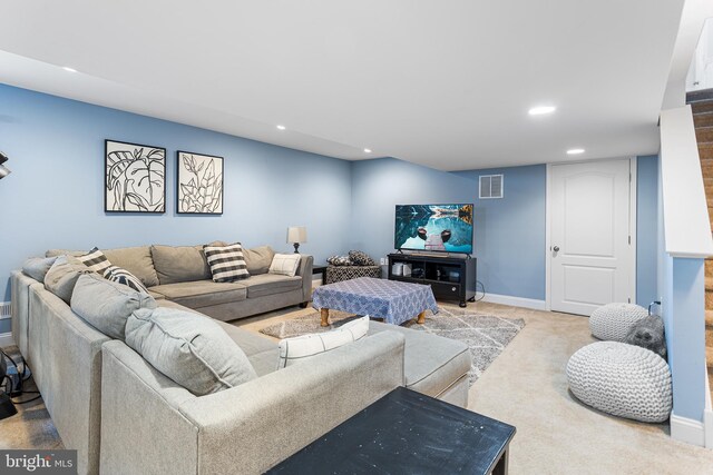 318 Windsor Rd, Mullica Hill, NJ 08062 - living room featuring recessed lighting, carpet flooring, and baseboards