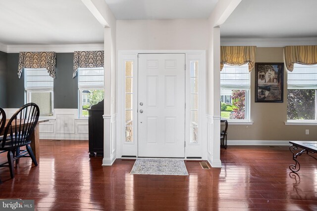 318 Windsor Rd, Mullica Hill, NJ 08062 - foyer featuring dark wood-style floors and ornamental molding