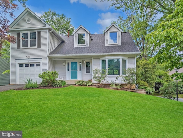 1 Tripoley Ct, Gaithersburg, MD 20878 - view of front facade with a front lawn, a garage, roof with shingles, and driveway