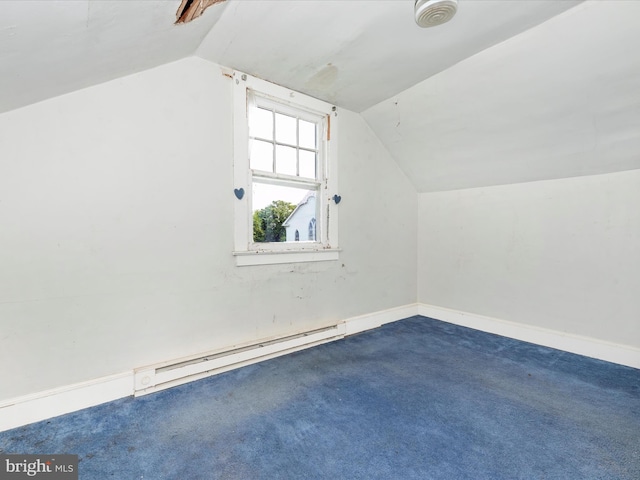 23419 Spire St, Clarksburg, MD 20871 - additional living space featuring a baseboard heating unit, lofted ceiling, carpet floors, and baseboards