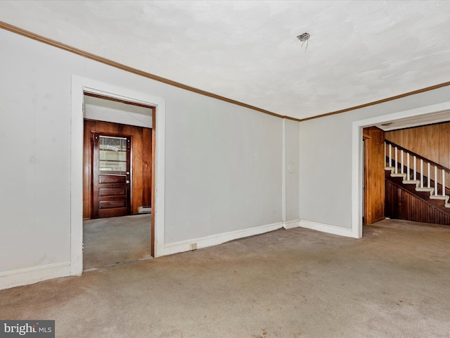 23419 Spire St, Clarksburg, MD 20871 - carpeted empty room featuring crown molding, stairway, and baseboards