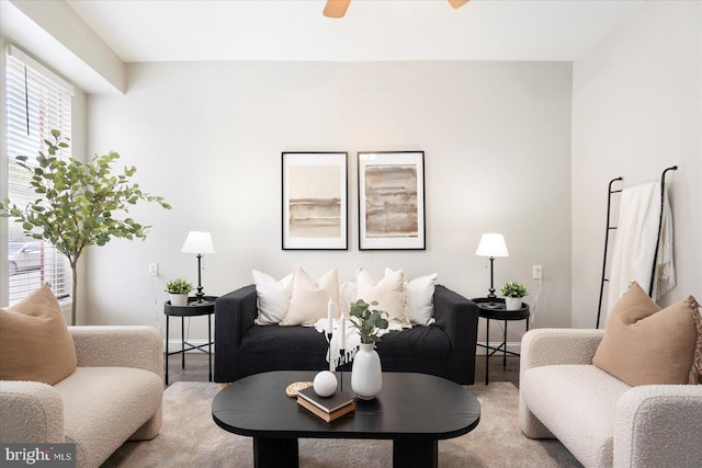 57 E Heath St, Baltimore, MD 21230 - living room featuring light wood finished floors, ceiling fan, and baseboards