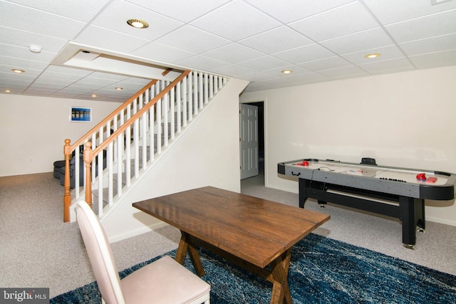55 Glen Burnie Dr, Sicklerville, NJ 08081 - rec room with carpet flooring, a paneled ceiling, and recessed lighting