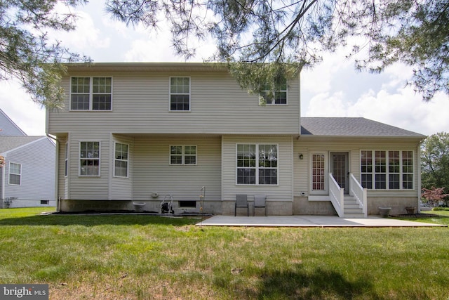 55 Glen Burnie Dr, Sicklerville, NJ 08081 - back of property with entry steps, a yard, and a patio area