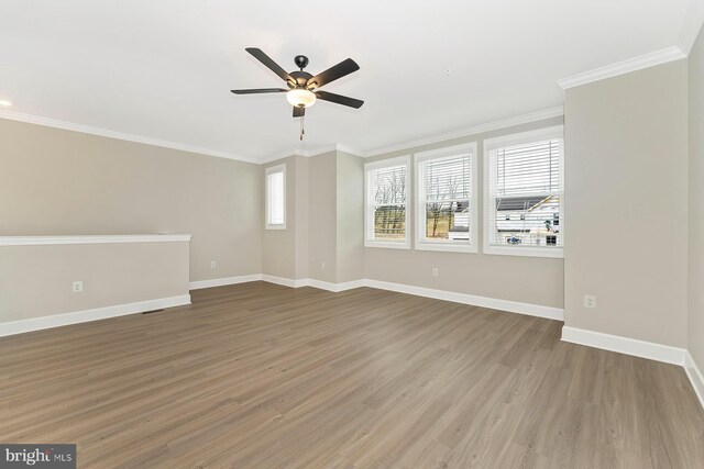 509 Abigail Ave, Waynesboro, PA 17268 - unfurnished room with ceiling fan, baseboards, wood finished floors, and ornamental molding