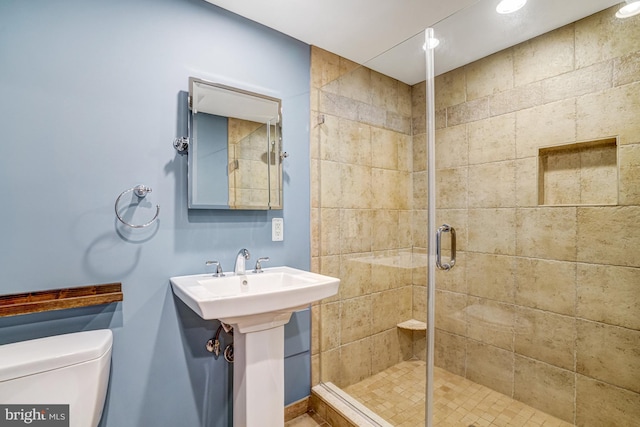 2305 S Inge St S, Arlington, VA 22202 - bathroom with toilet, a shower stall, and a sink