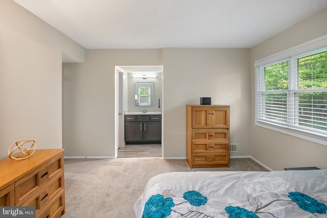 261 E Juniper Ave, Sterling, VA 20164 - bedroom with light carpet, a sink, baseboards, and ensuite bath