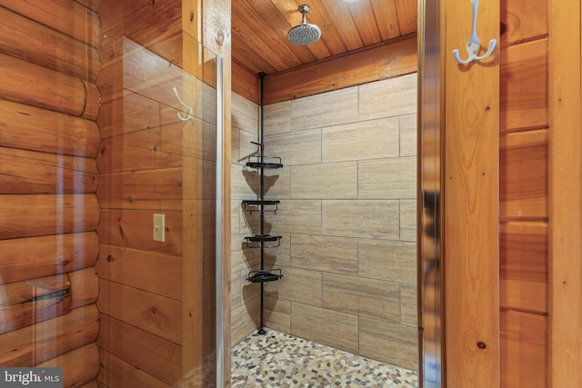 45 Village Dr Unit 4, Oakland, MD 21550 - full bathroom featuring a shower stall and wooden ceiling